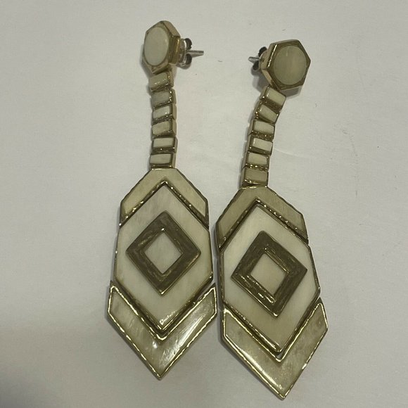 Akola gold tone horn drop Dangle statement earrings Elegant Boho Chevron - Picture 4 of 9